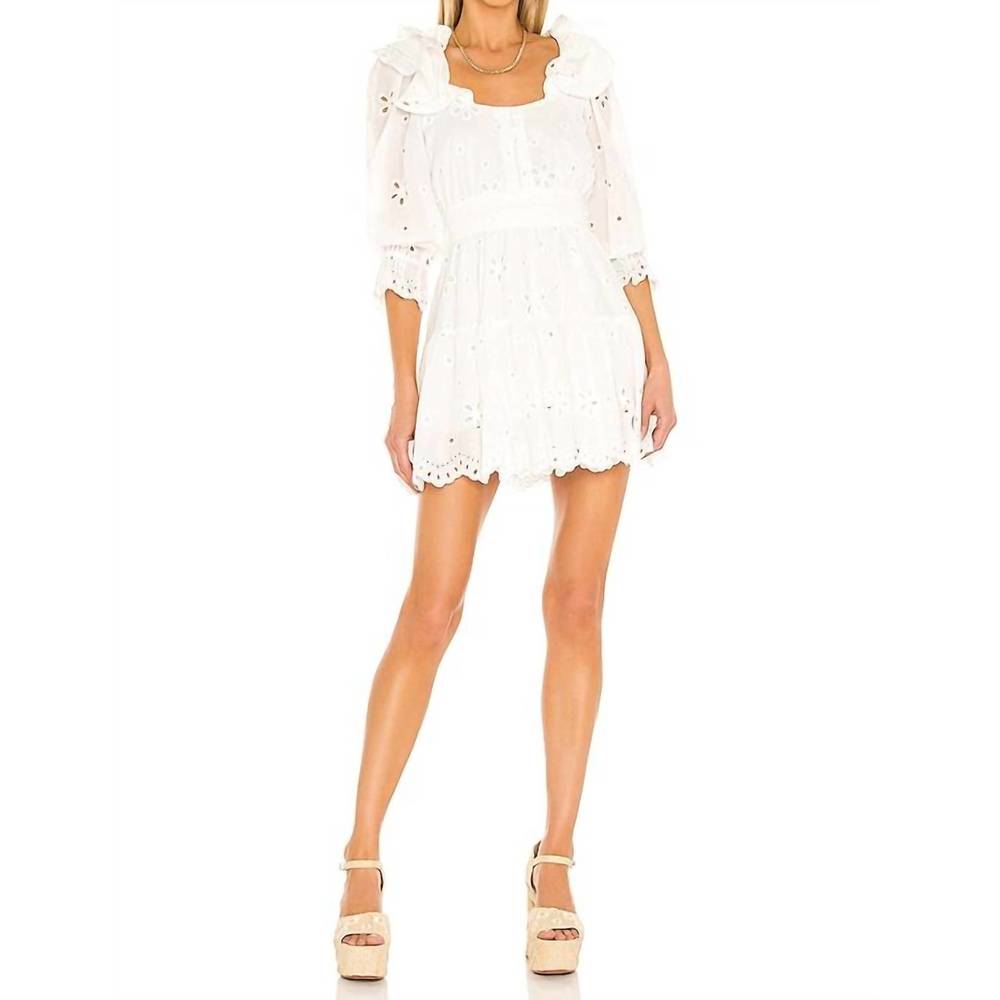 NEW UNISHE summer eyelet mini dress in white